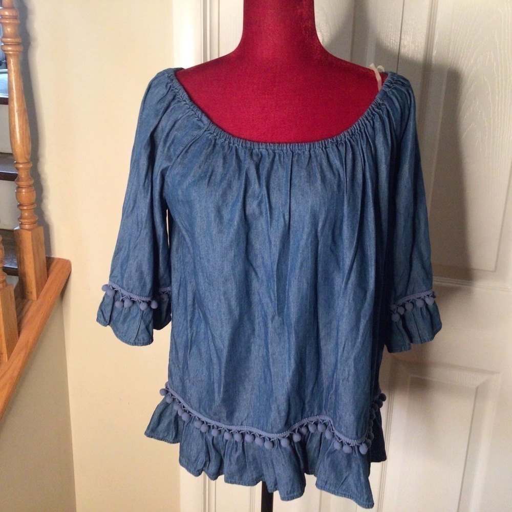 NWT Grand & Green denim top/Blouse Sz Large